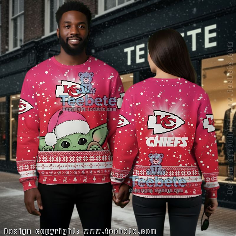 Kansas City Chiefs Baby Yoda Star Wars Ugly Christmas Sweater Ladies Red