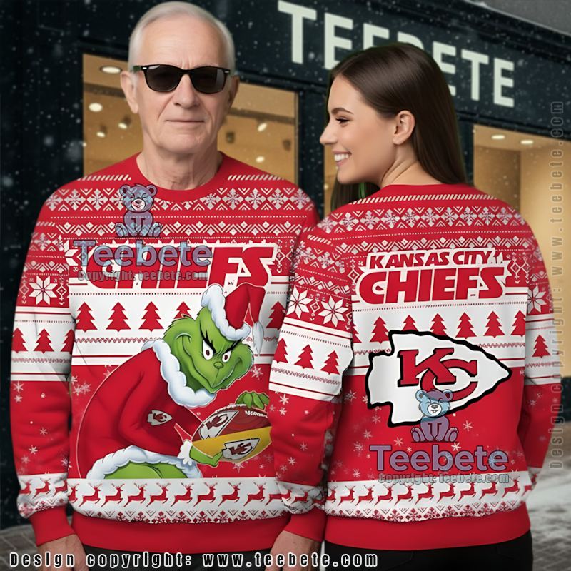 Kansas City Chiefs Christmas Grinch Stole Ugly Sweater Party Red