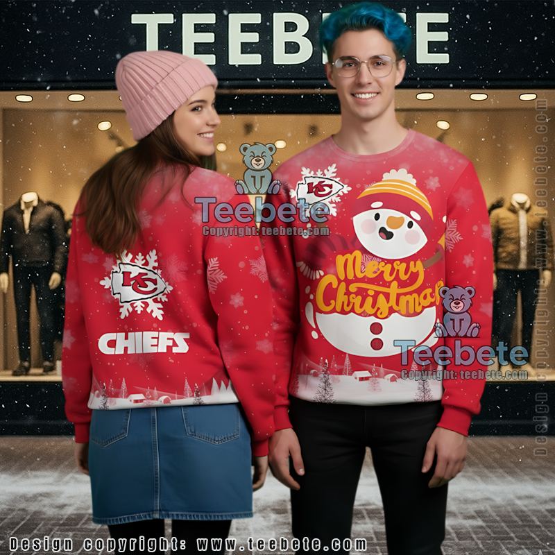 Kansas City Chiefs Cute Snowman Ugly Christmas Sweatshirt Womens Red