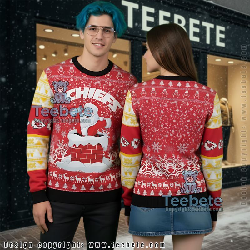 Kansas City Chiefs Funny Santa Claus Ugly Christmas Sweater Vacation Red