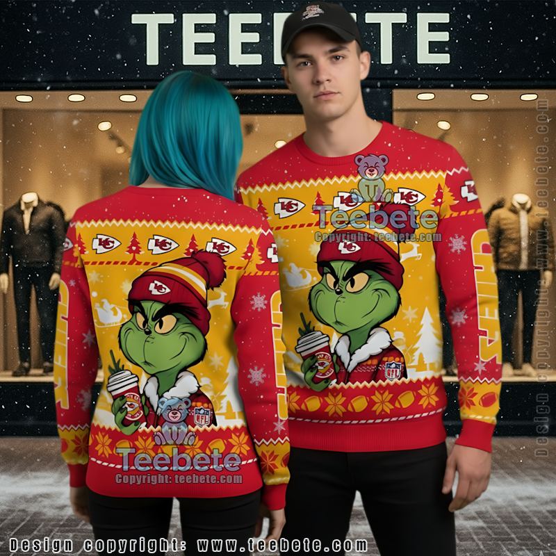 Kansas City Chiefs Grinch Coffee Ugliest Ugly Christmas Sweater Red