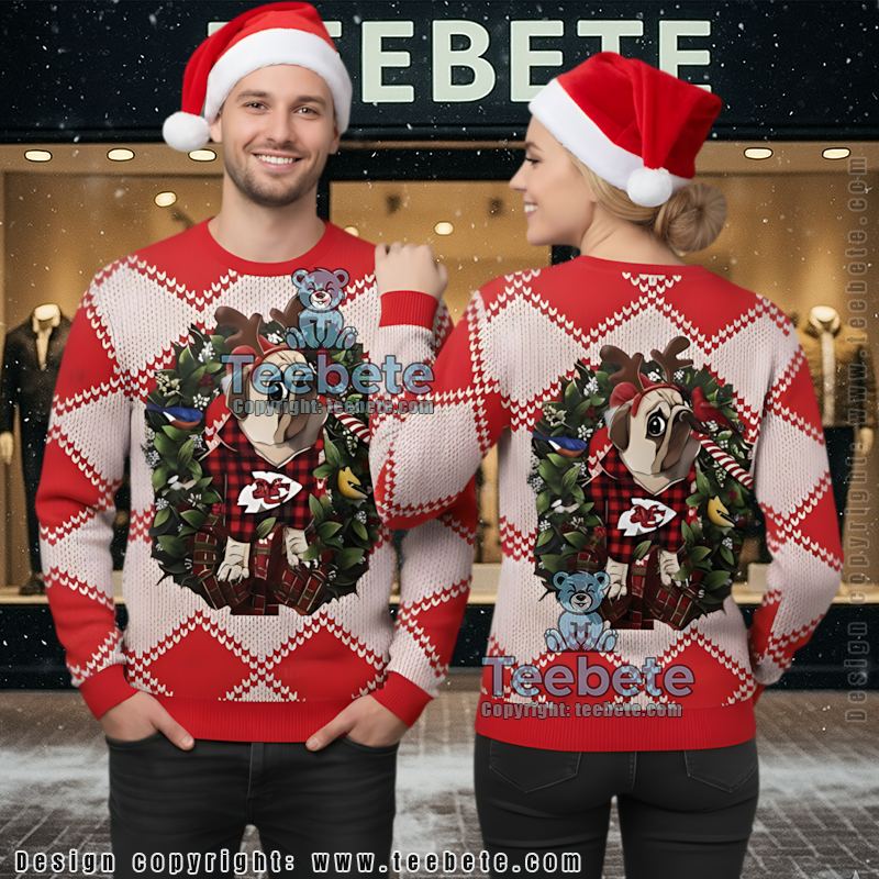 Kansas City Chiefs Pug Dog Ugly Xmas Sweater Red