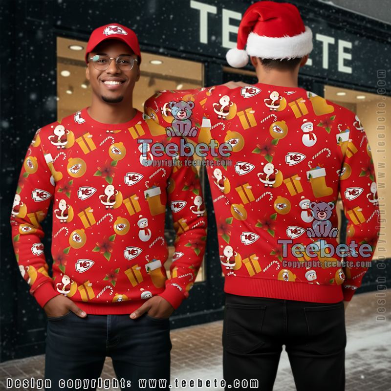 Kansas City Chiefs Santa Claus And Snowman Ugly Christmas Sweaters Couples Red