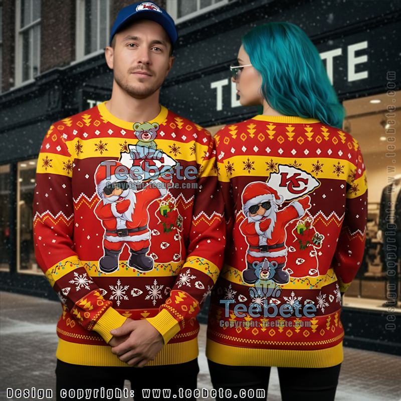 Kansas City Chiefs Santa Claus Dance Ugly Sweaters For Couples Red