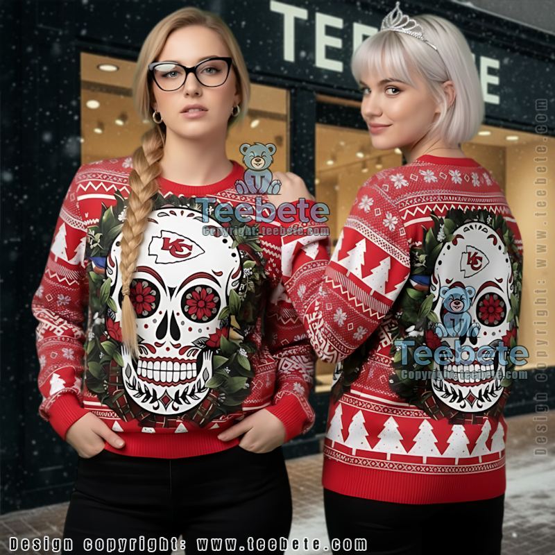 Kansas City Chiefs Skull Flower Most Ugly Christmas Sweater Red