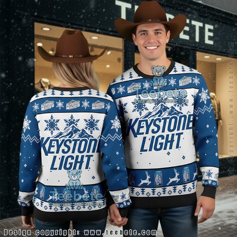 Keystone Light Ugly Christmas Sweater Beer Lover Holiday Party Gift
