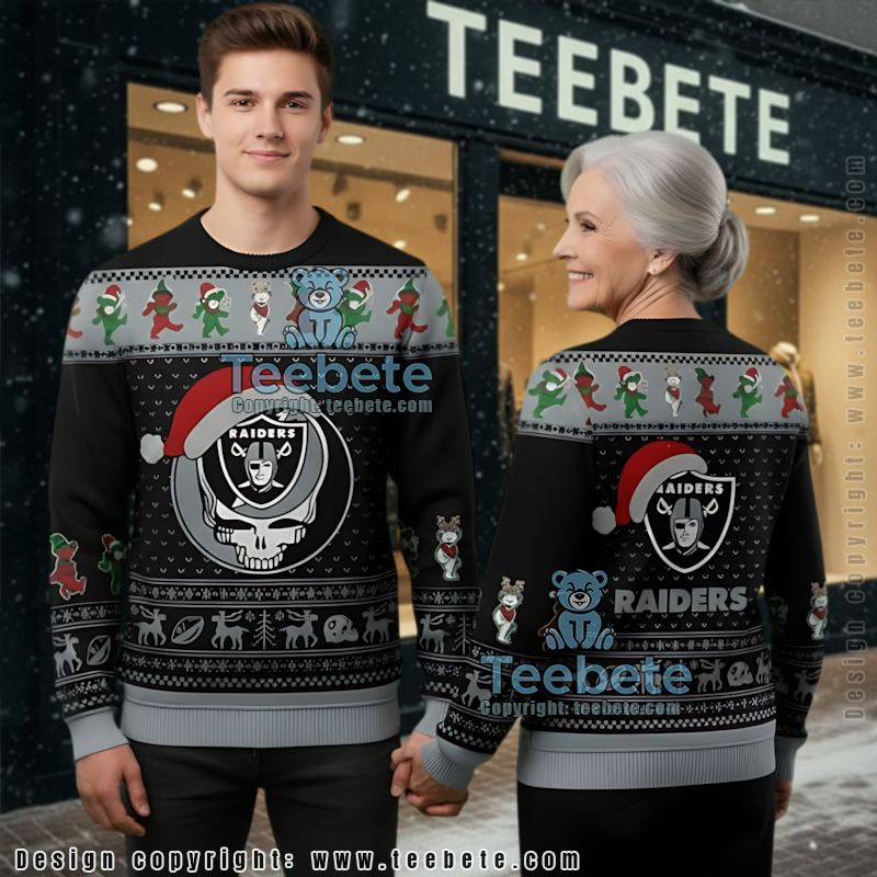 Las Vegas Raiders Gnome Christmas Ugly Sweaters For Couples Black