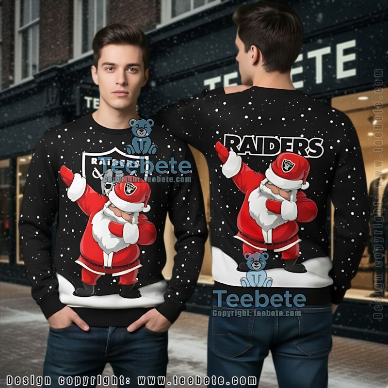 Las Vegas Raiders Santa Claus Christmas Ugly Christmas Sweater Black
