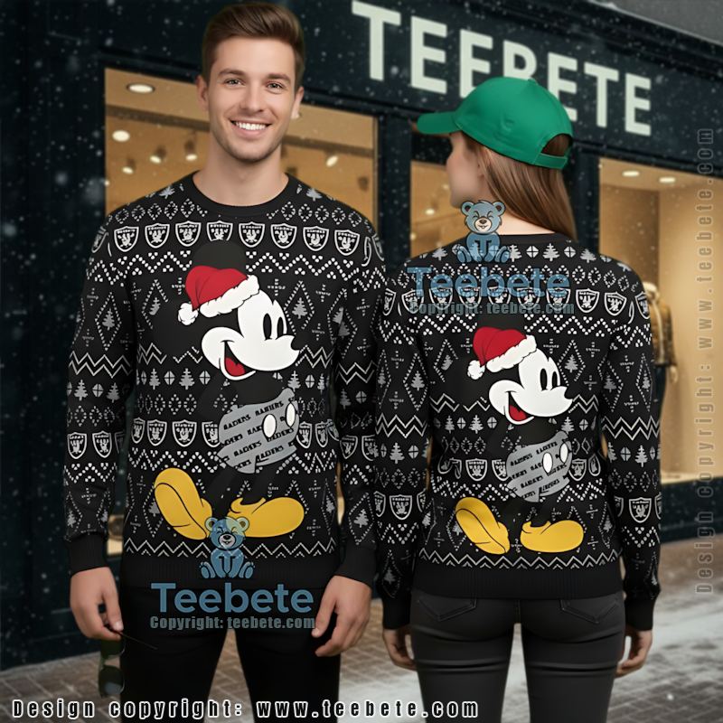 Las Vegas Raiders Santa Hat Grinch Ugly Christmas Sweater Black Las Vegas Raiders Santa Hat Grinch Ugly Christmas Sweater Black