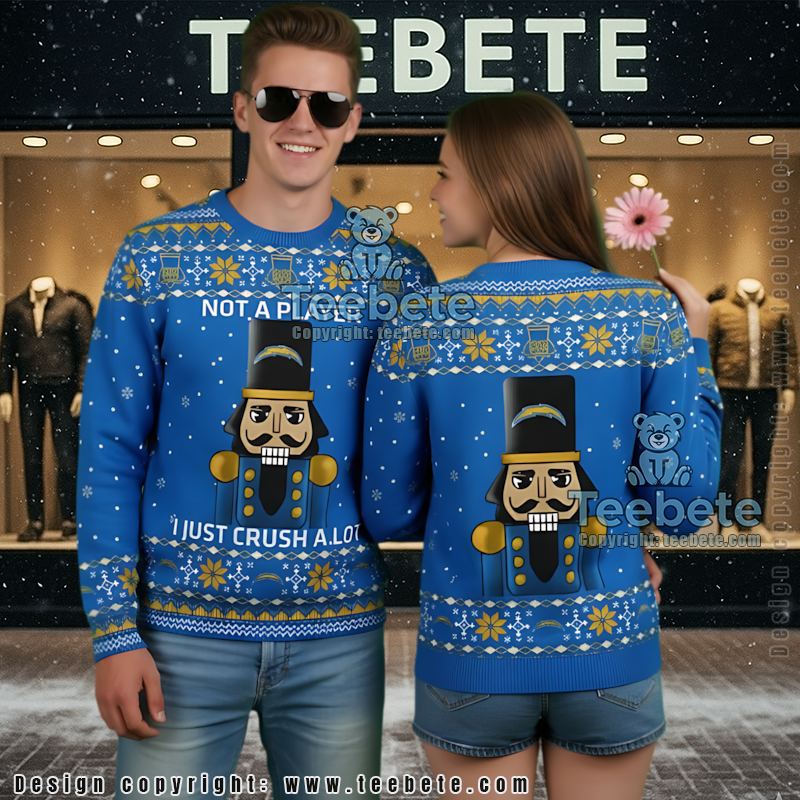 Los Angeles Chargers Not A Player I Just Crush Alot Ugly Sweater Christmas Party Blue