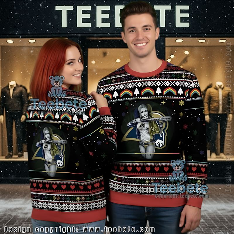 Los Angeles Rams Harley Quinn Funny Ugly Christmas Sweater Black