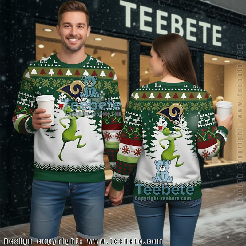 Los Angeles Rams Santa Claus Snowman Christmas Ugly Sweater Blue Vacation Los Angeles Rams Santa Claus Snowman Christmas Ugly Sweater Blue Vacation