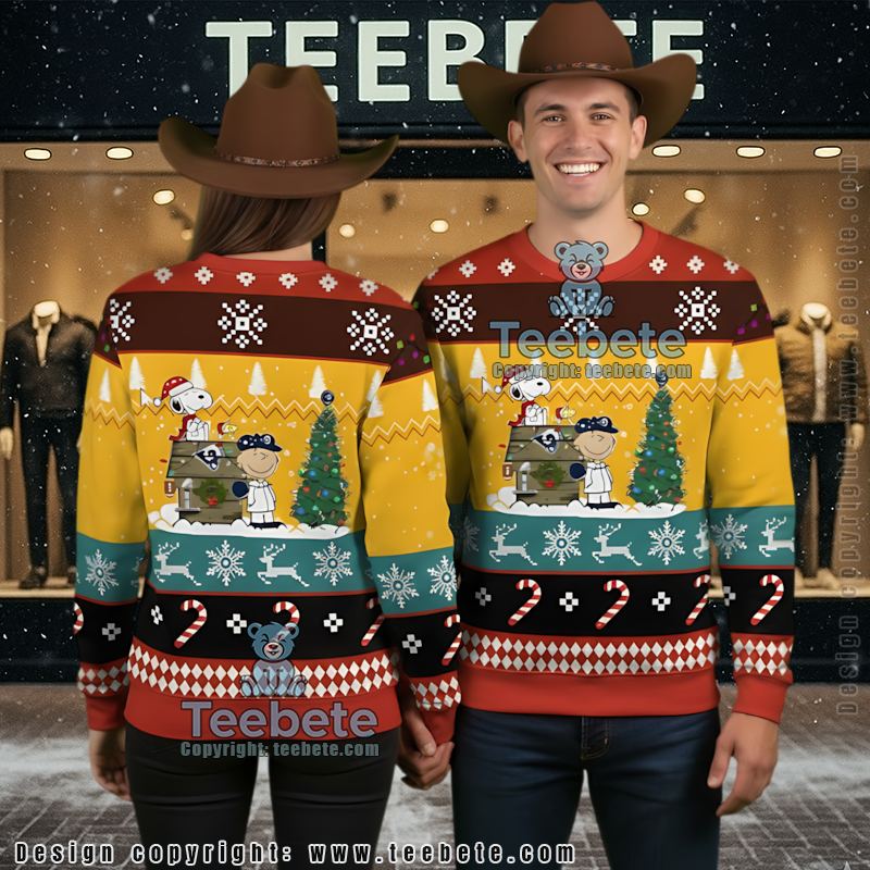 Los Angeles Rams Snoopy Woodstock Charlie Brown Ugly Xmas Sweater Yellow