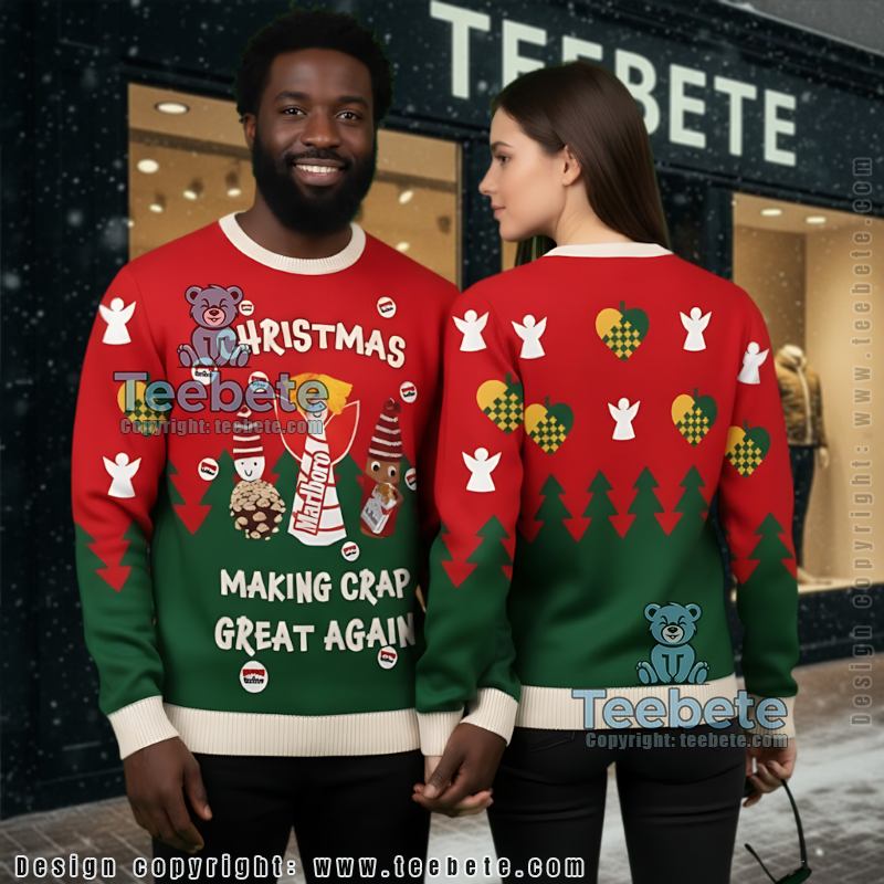 Marlboro Ugly Christmas Sweater Gag Gift For Cigarette Smokers