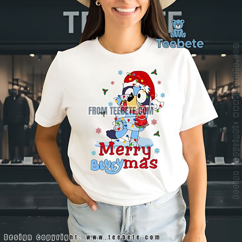 Merry Blueymas Dog Christmas Lights Shirt