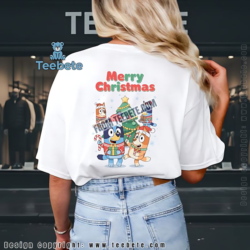 Merry Christmas Bluey Shirt Cute Family Holiday Apparel