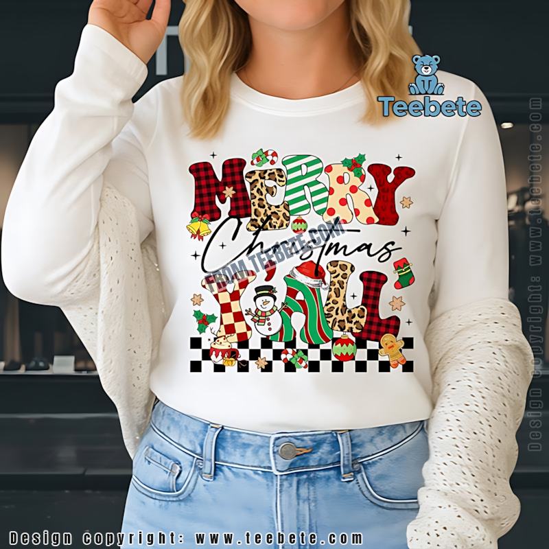 Merry Christmas Yall Long Sleeve Buffalo Plaid Leopard Print Christmas Merry Christmas Yall Long Sleeve Buffalo Plaid Leopard Print Christmas