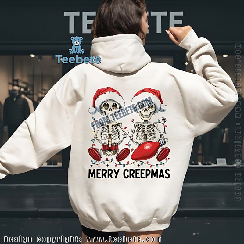 Merry Creepmas Skeleton Christmas Hoodie Gothic Holiday Merry Creepmas Skeleton Christmas Hoodie Gothic Holiday