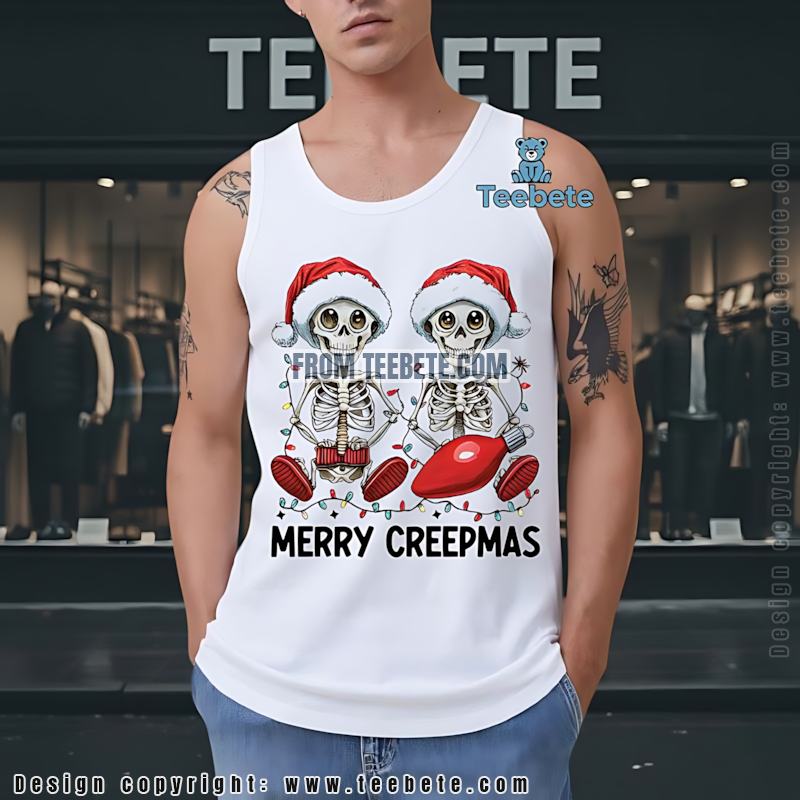Merry Creepmas Skeleton Christmas Tanktop Gothic Holiday Merry Creepmas Skeleton Christmas Tanktop Gothic Holiday