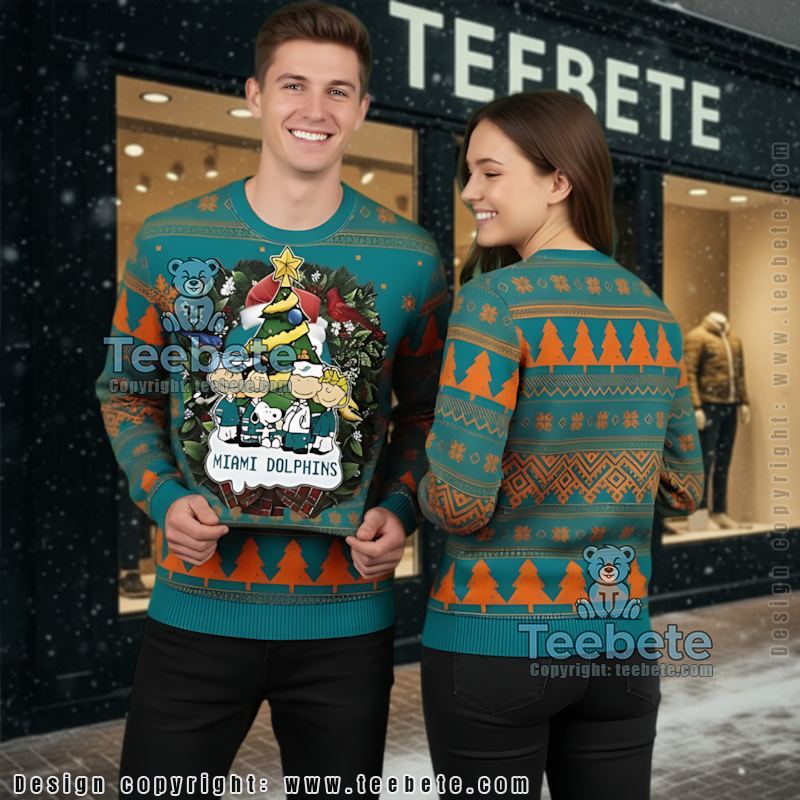 Miami Dolphins Santa Claus Snowman Ugly Sweaters For Christmas Blue Mens