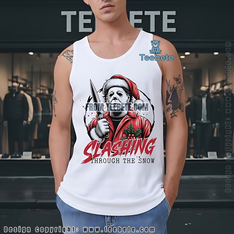 Michael Myers Santa Hat Christmas Tanktop Slasher Through The Snow Michael Myers Santa Hat Christmas Tanktop Slasher Through The Snow