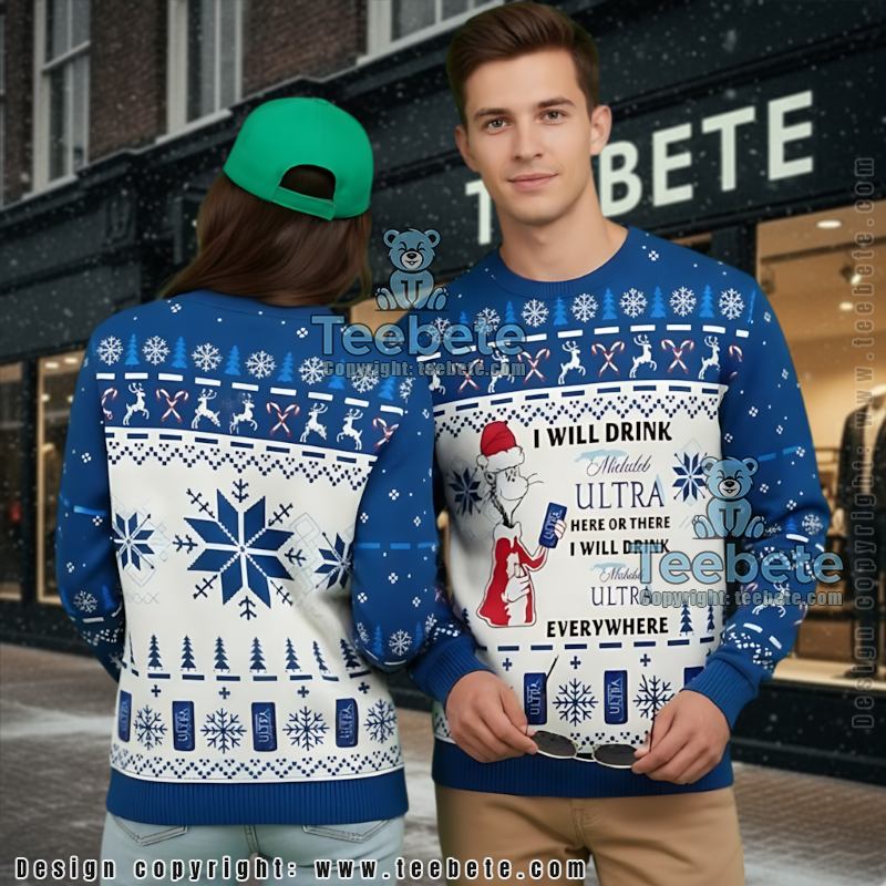 Michelob Ultra Ugly Christmas Sweater Funny Grinch Quote Top