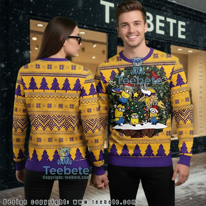 Minnesota Vikings Minion Ugly Christmas Sweater Yellow Big And Tall