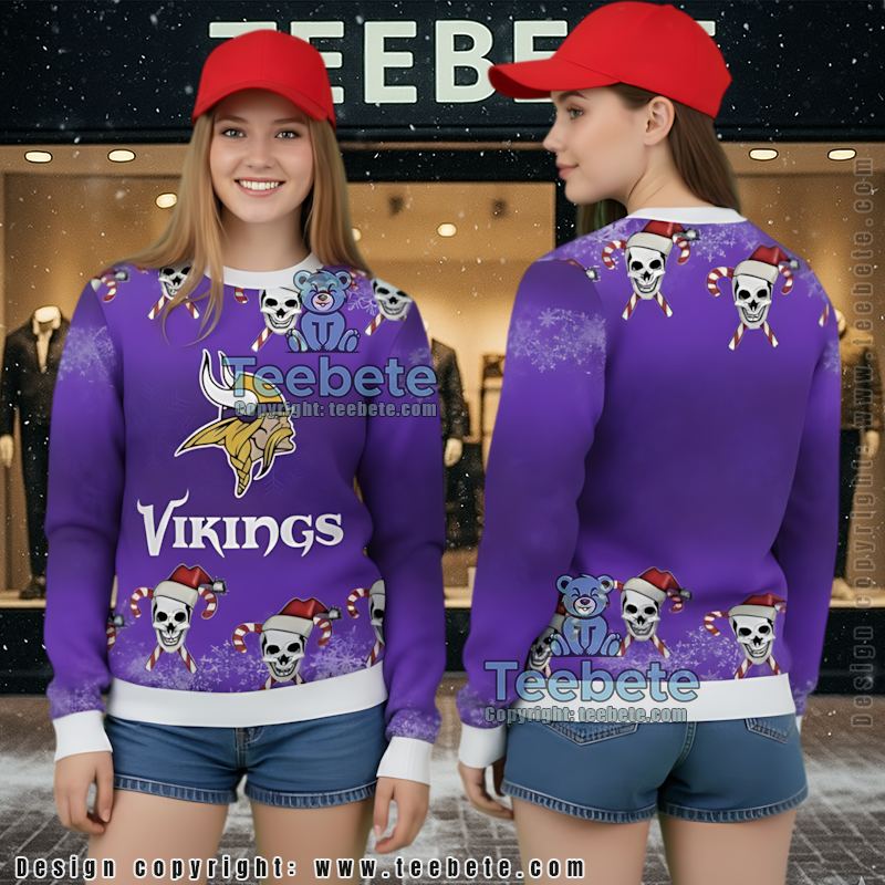 Minnesota Vikings Snoopy The Peanut Ugly Christmas Sweatshirt Womens Yellow Purple
