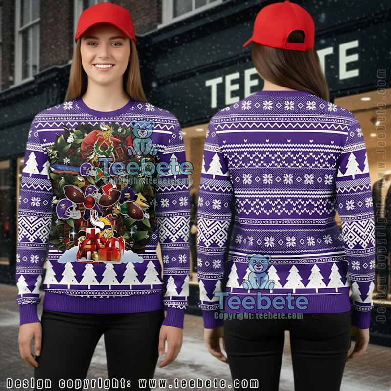Minnesota Vikings Tree Ugly Xmas Sweater Purple Party