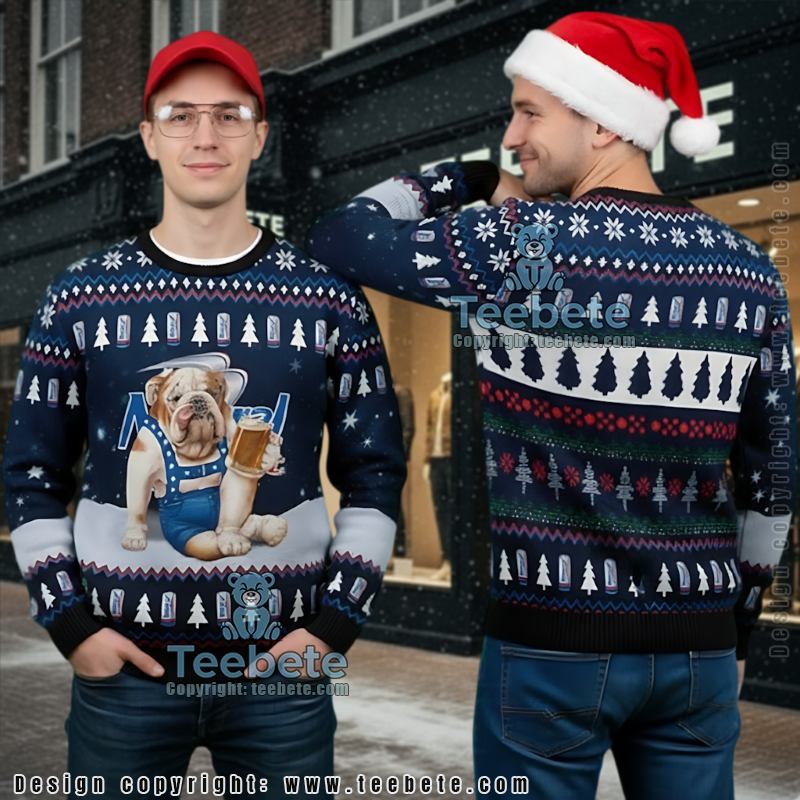 Natural Light Beer Ugly Christmas Sweater Dog Funny Holiday Party