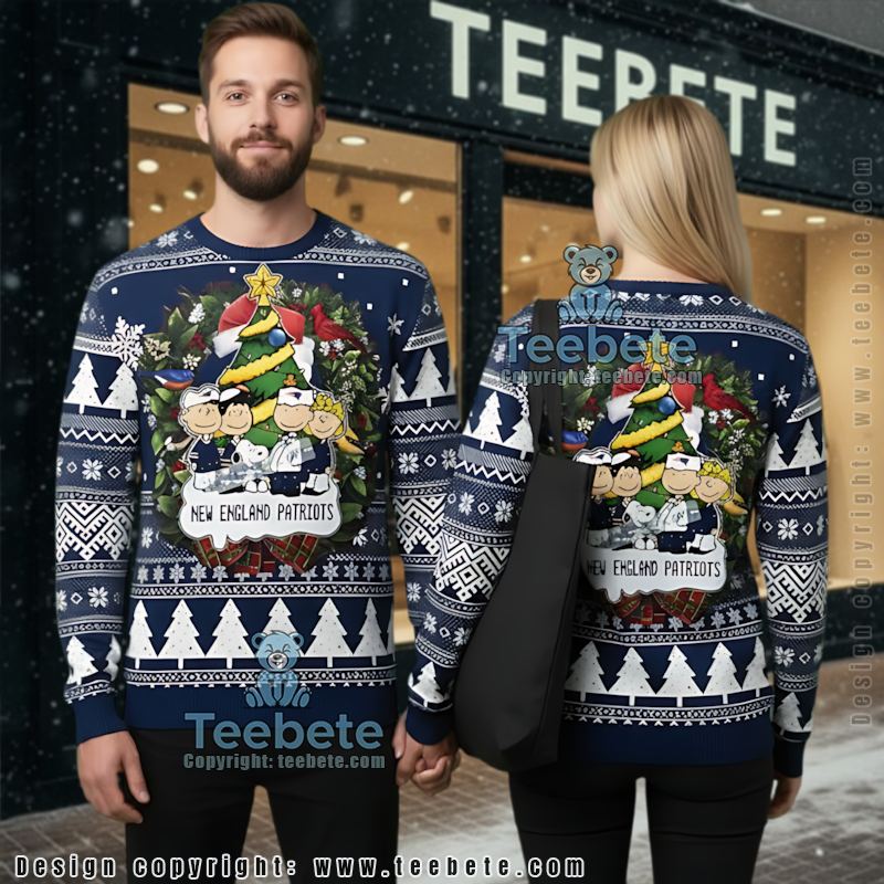New England Patriots Snoopy The Peanut Vintage Ugly Christmas Sweaters Blue