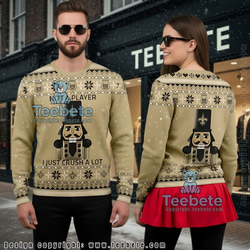 New Orleans Saints Nutcracker Not A Player Ugly Sweater Yellow Naughty