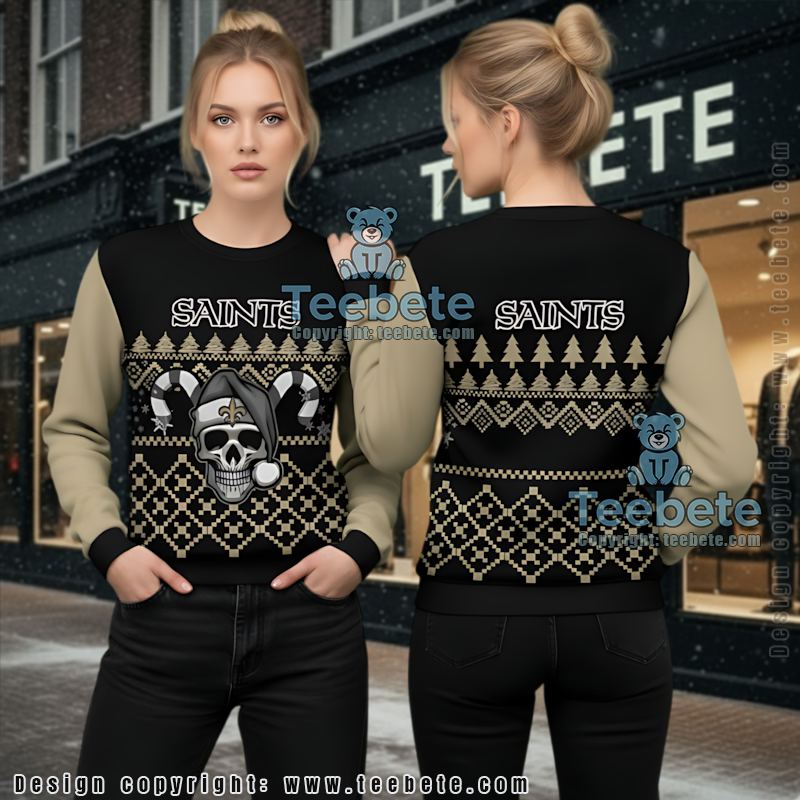 New Orleans Saints Pub Dog Xmas Ugly Christmas Sweatshirt Yellow Black New Orleans Saints Pub Dog Xmas Ugly Christmas Sweatshirt Yellow Black