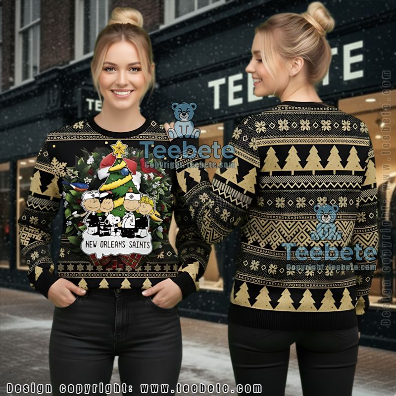 New Orleans Saints Skull Flower Ugly Christmas Sweater Black Yellow Cool New Orleans Saints Skull Flower Ugly Christmas Sweater Black Yellow Cool