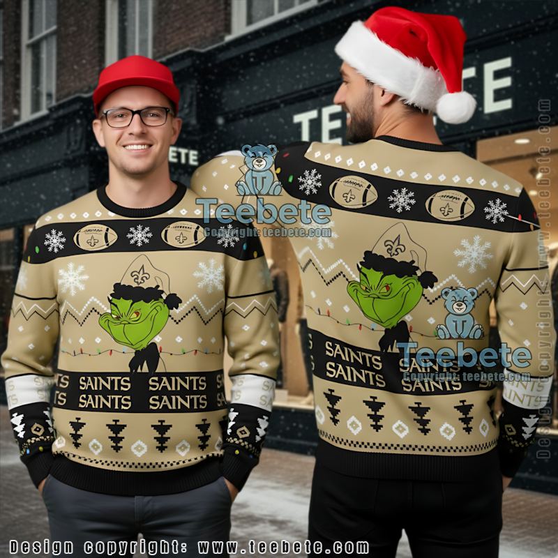New Orleans Saints The Grinch Ugly Xmas Sweater Black New Orleans Saints The Grinch Ugly Xmas Sweater Black