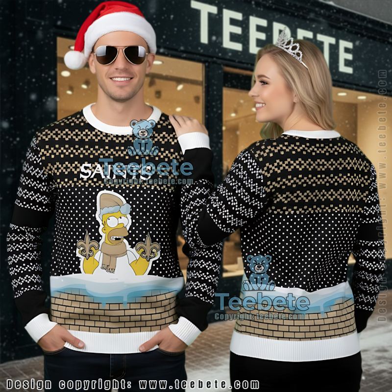 New Orleans Saints The Simpsons Ugly Sweaters For Christmas Black Mens