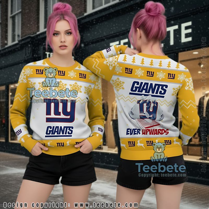 New York Giants Ever Upwards Ugly Christmas Sweater Yellow Womens