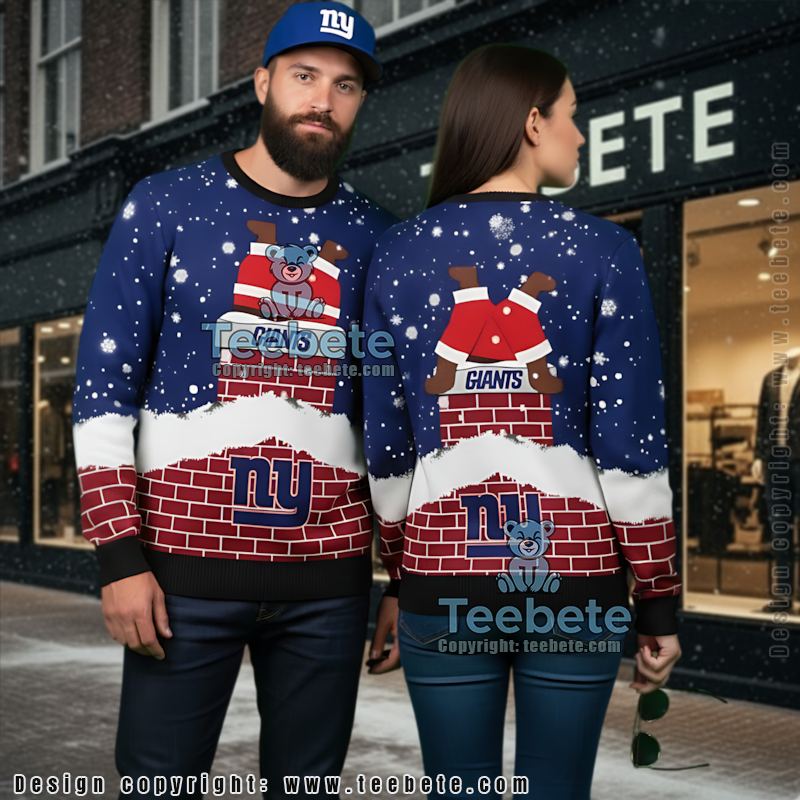 New York Giants Ever Upwards Ugly Christmas Sweater Yellow Womens