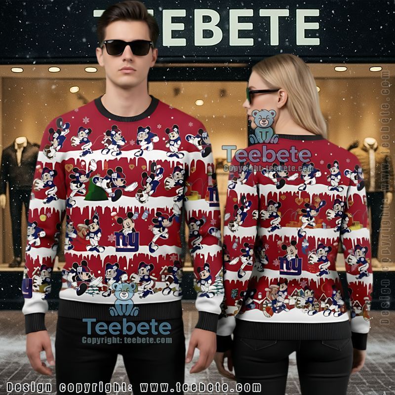 New York Giants Ever Upwards Ugly Christmas Sweater Yellow Womens