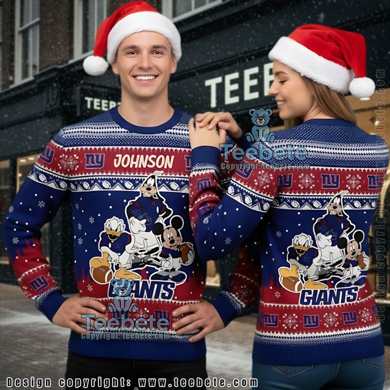 New York Giants Merry Christmas Santa Hat Ugly Xmas Sweaters Blue Funny New York Giants Merry Christmas Santa Hat Ugly Xmas Sweaters Blue Funny