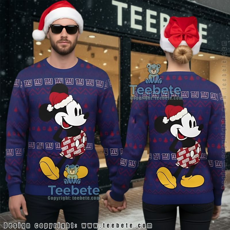 New York Giants Minion Christmas Ugly Christmas Sweatshirt Blue Red