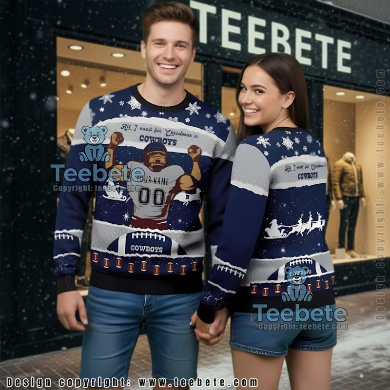 Dallas Cowboys Real Women Love Cute Ugly Christmas Sweater Blue