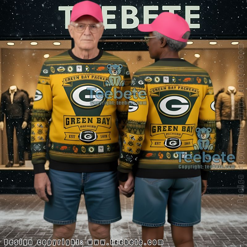 Personalized Green Bay Packers Player Ugly Cardigan Christmas Yellow