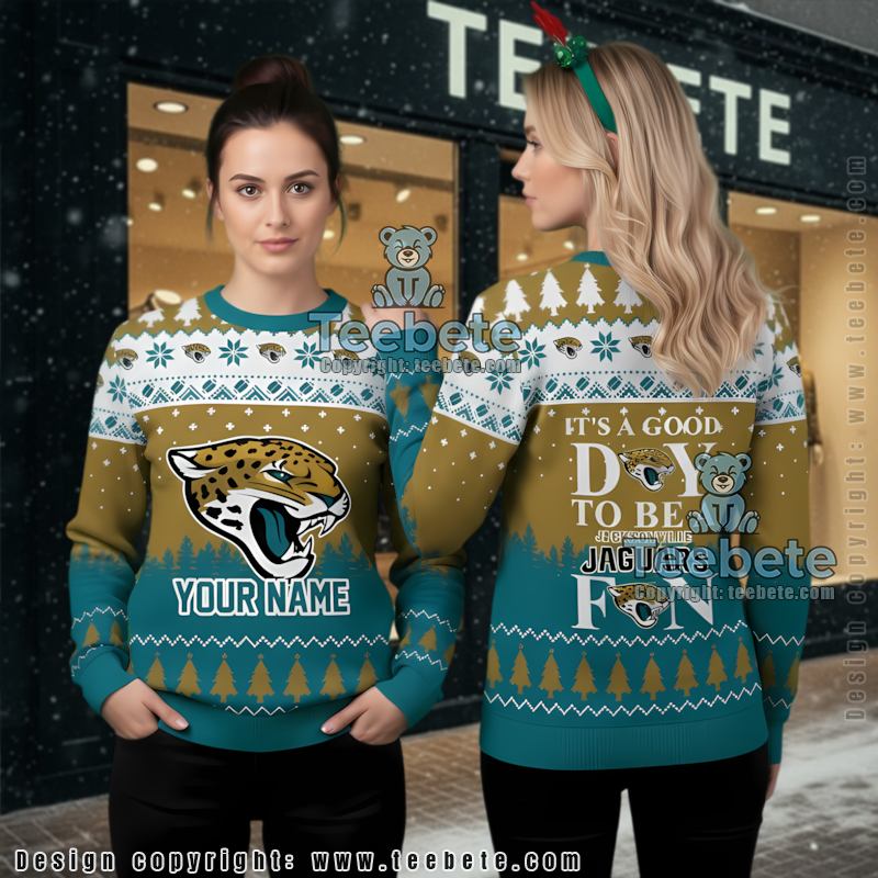 Personalized Jacksonville Jaguars Logo Pattern Ugly Xmas Sweater Yellow