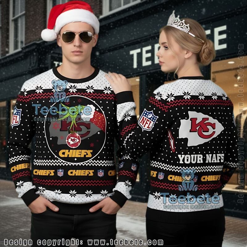 Personalized Kansas City Chiefs Grinch Hold Logo Most Ugly Christmas Sweater Black