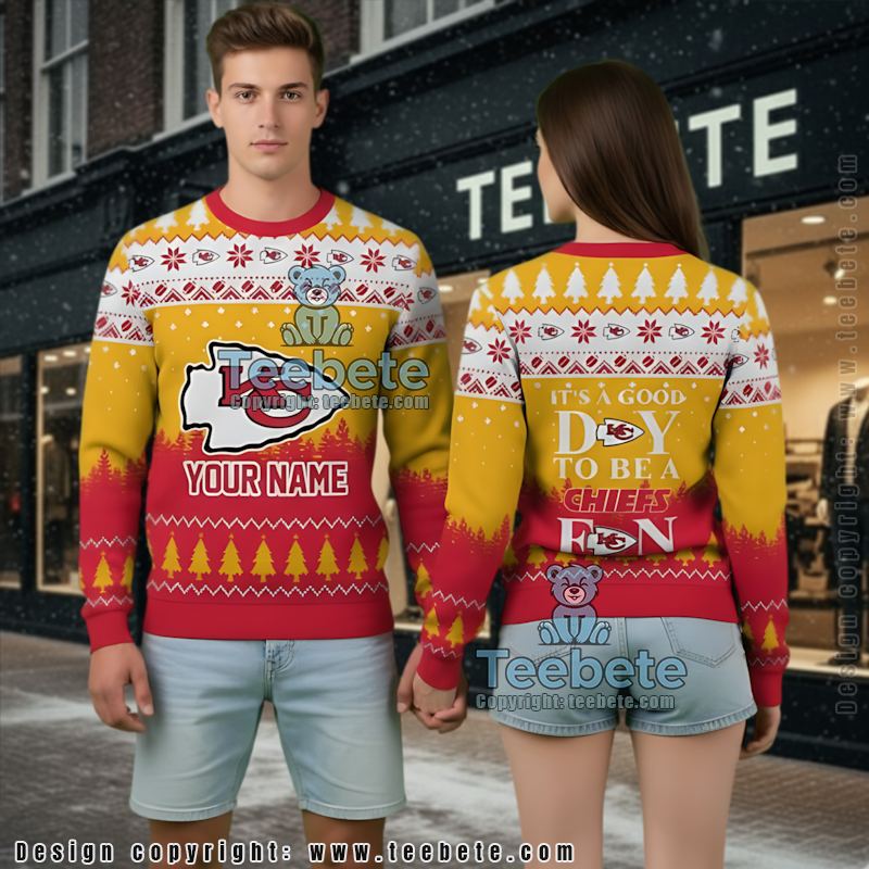 Personalized Kansas City Chiefs Merry Christmas Cool Ugly Christmas Sweater Yellow