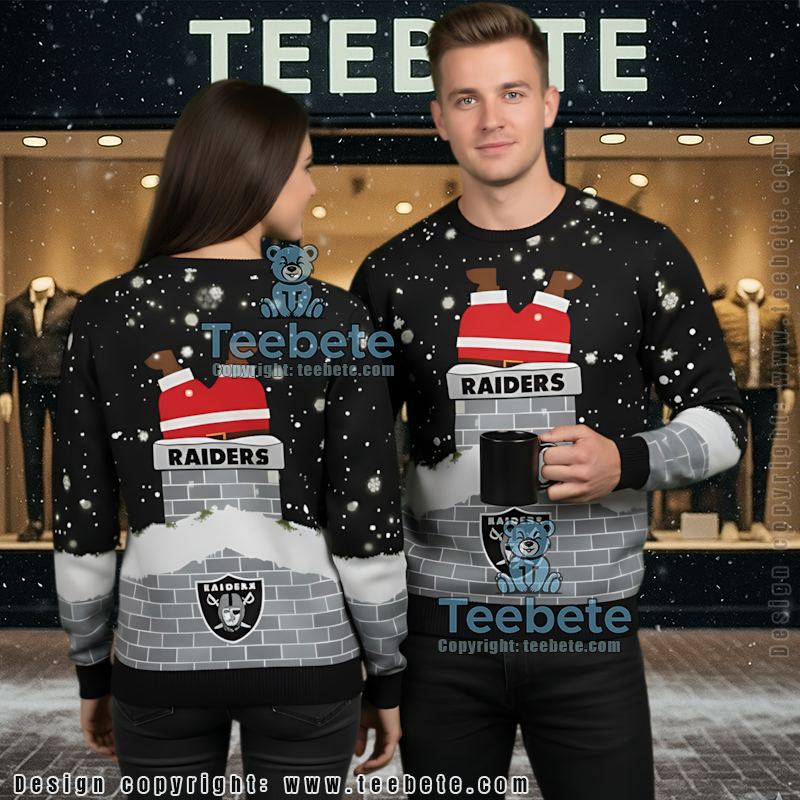 Personalized Las Vegas Raiders Mickey Mouse Santa Ugly Christmas Sweater Grey