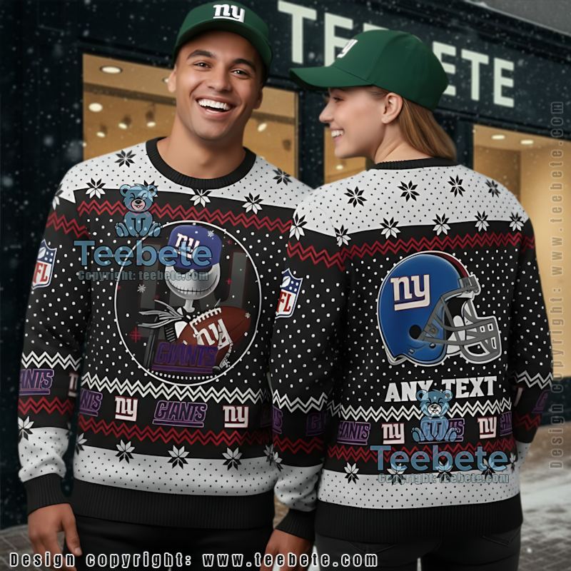 Personalized New York Giants Mickey Mouse Santa Ugly Christmas Sweater Red Blue Ladies