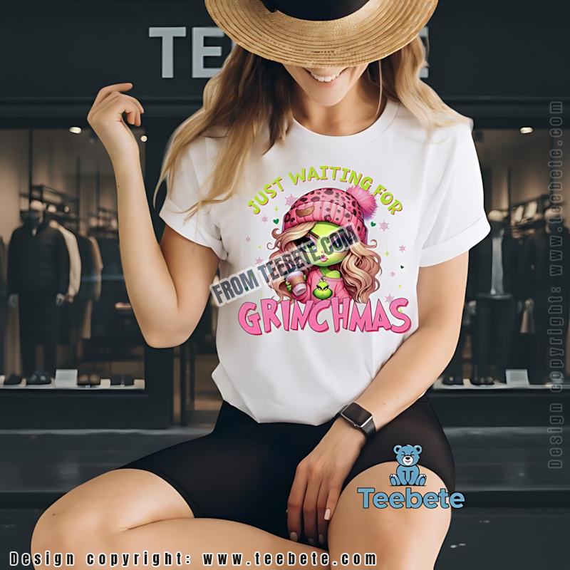 Pink Chibi Grinch Girl Shirt Just Waiting For Grinchmas