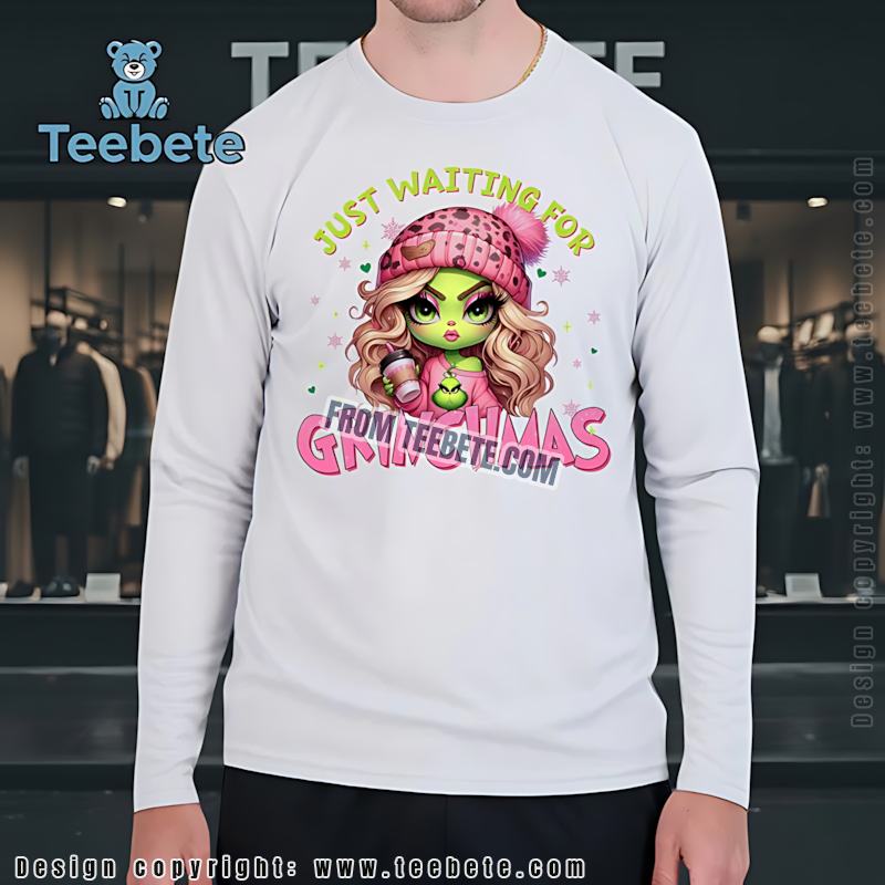 Pink Chibi Grinch Girl Long Sleeve Just Waiting For Grinchmas Pink Chibi Grinch Girl Long Sleeve Just Waiting For Grinchmas